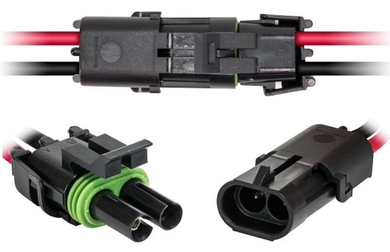 Muzzys 12-14-16-18 AWG Gauge 2 Pin Position Terminal Weather Pack WeatherPack Connector Male Female Set Weather Proof Guage Gage Wire Quick Disconnect QD Splice Kit - Image 2